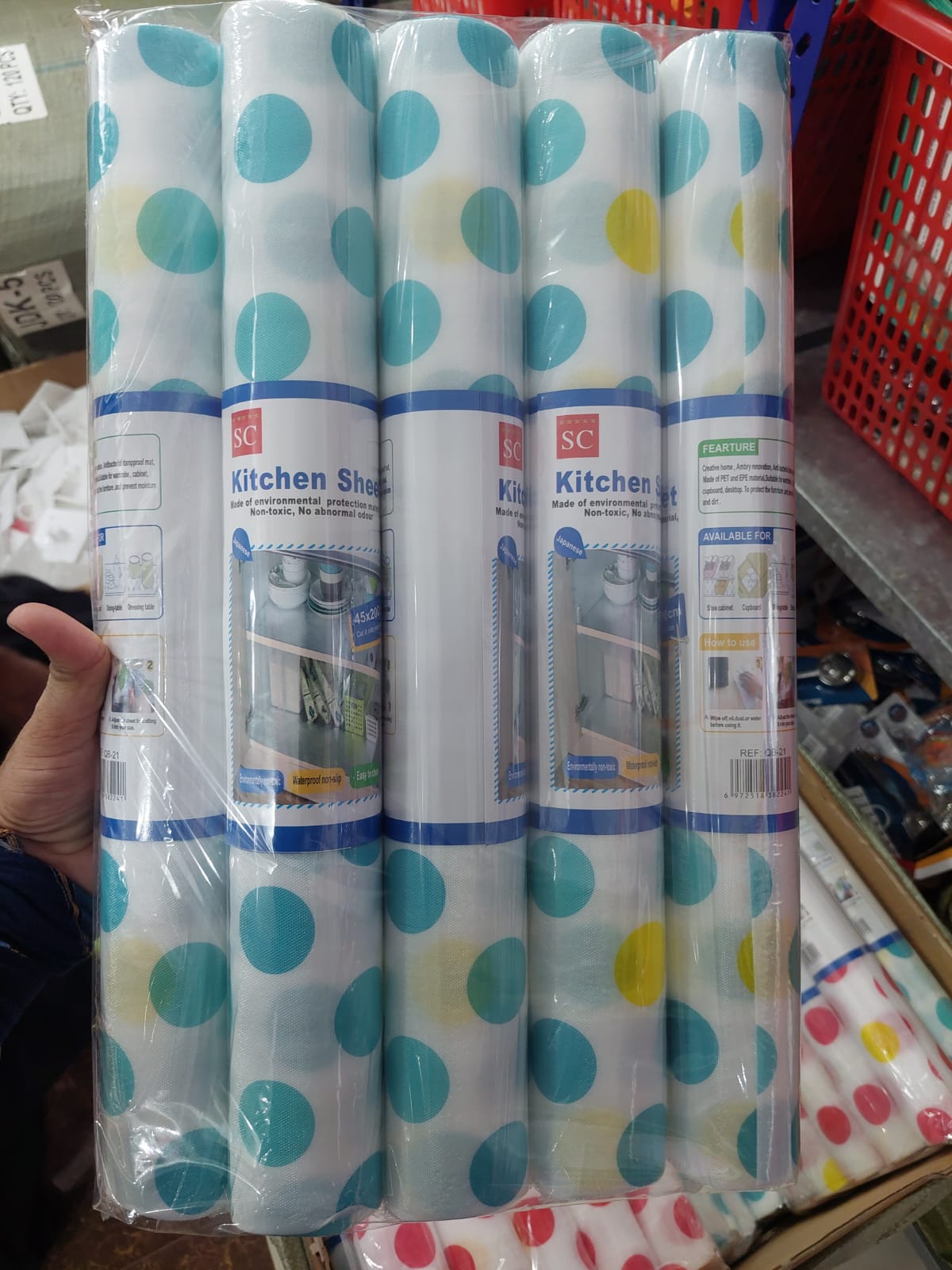 Kitchen Polka Foamic Sheet – Waterproof & Oil Resistant Decorative Cover for Walls and Counters.45x150cm. Random Colors