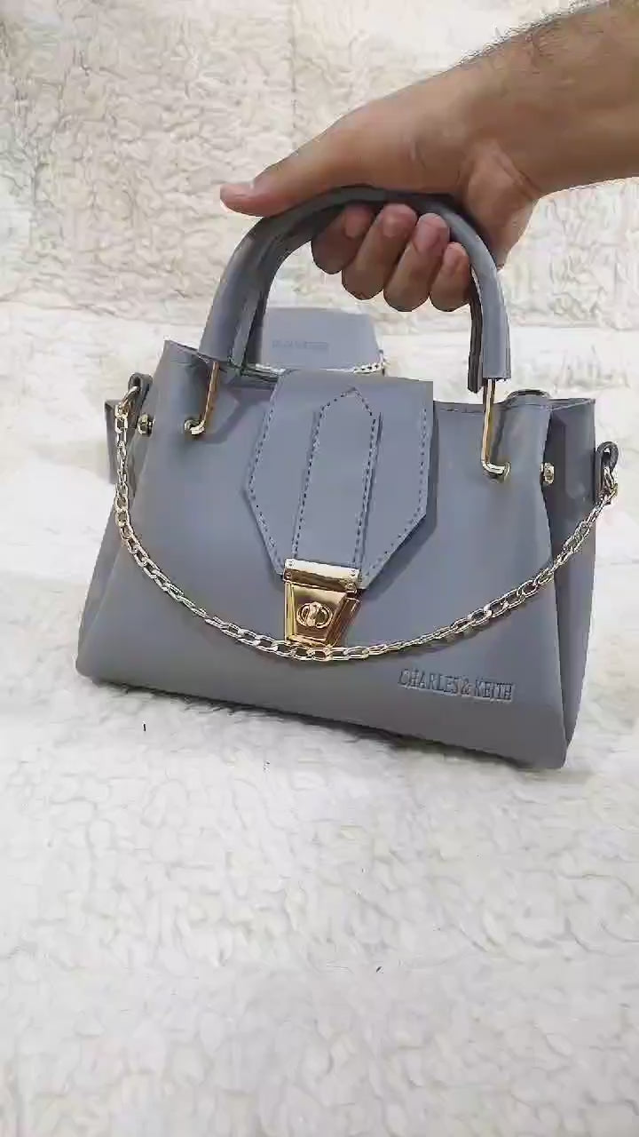 5 Pcs Women's PU Leather Plain Hand Bag Set